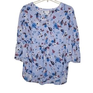 Liz Claiborne Floral Blue Women's Top Size XL